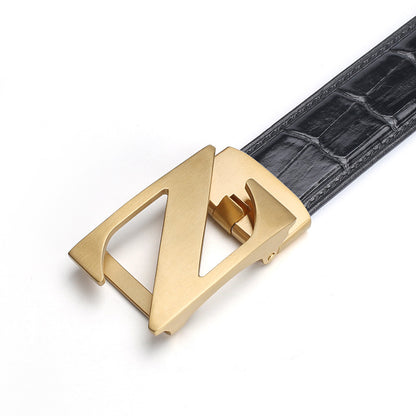 Siamese Crocodile Skin Men's Belt Genuine Leather Automatic Buckle Fashion Business Casual 