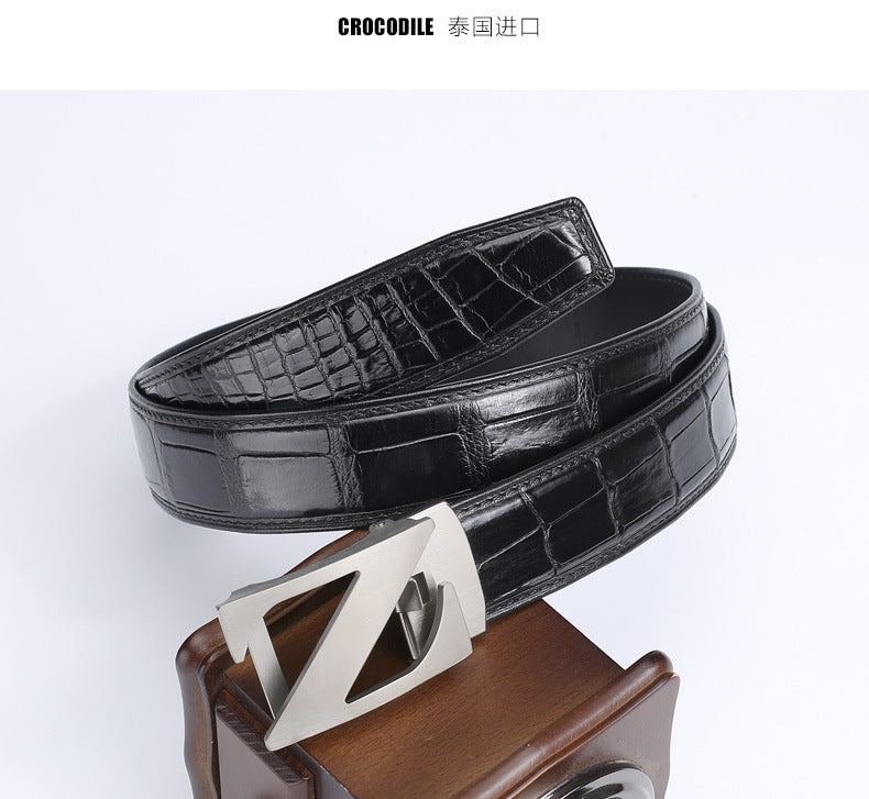 Siamese Crocodile Skin Men's Belt Genuine Leather Automatic Buckle Fashion Business Casual 