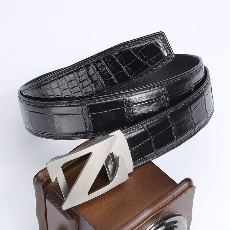 Siamese Crocodile Skin Men's Belt Genuine Leather Automatic Buckle Fashion Business Casual 