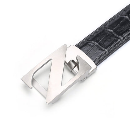 Siamese Crocodile Skin Men's Belt Genuine Leather Automatic Buckle Fashion Business Casual 