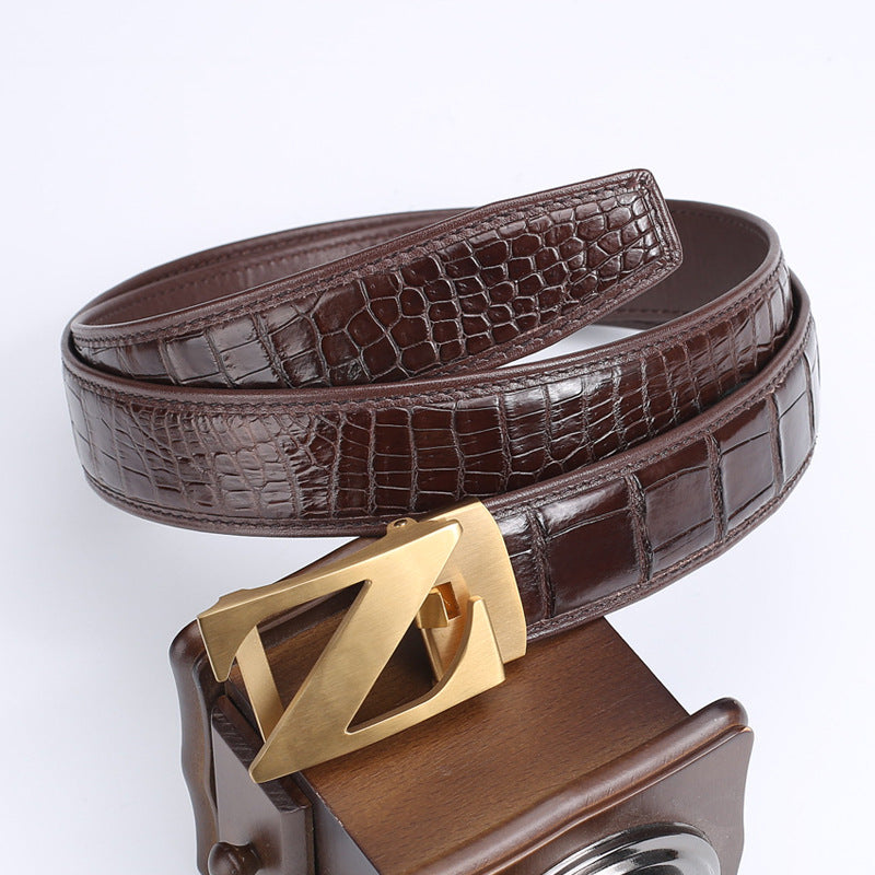 Siamese Crocodile Skin Men's Belt Genuine Leather Automatic Buckle Fashion Business Casual 