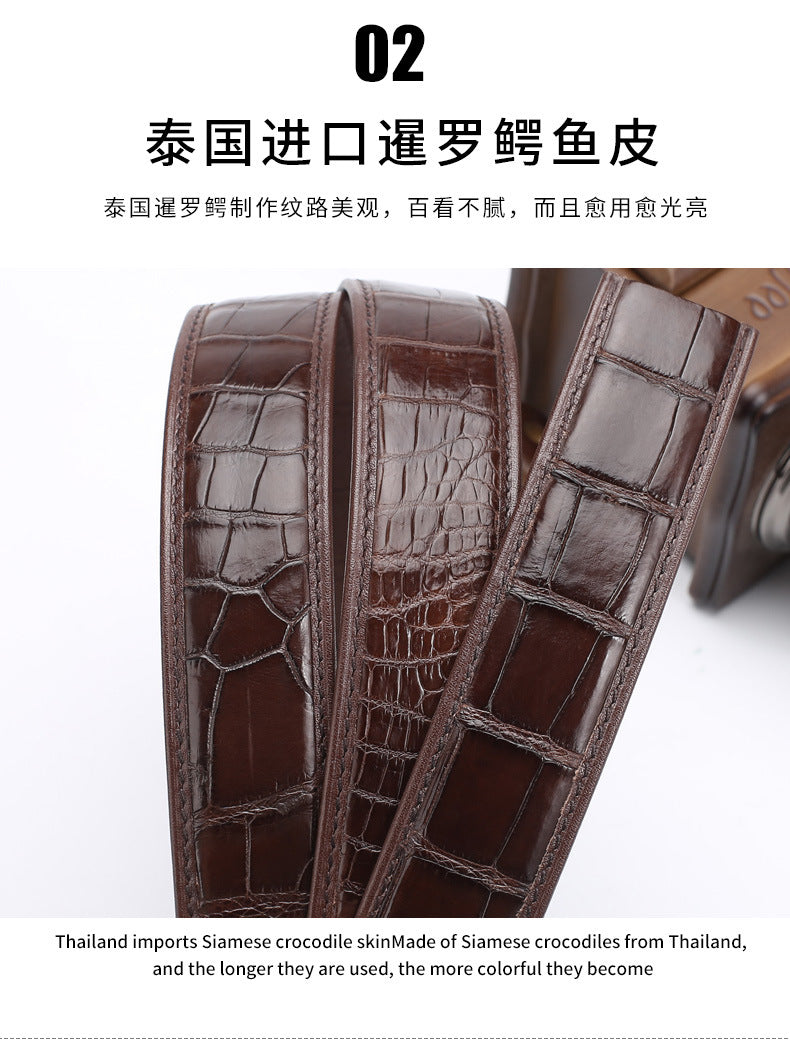 Siamese Crocodile Skin Men's Belt Genuine Leather Automatic Buckle Fashion Business Casual 