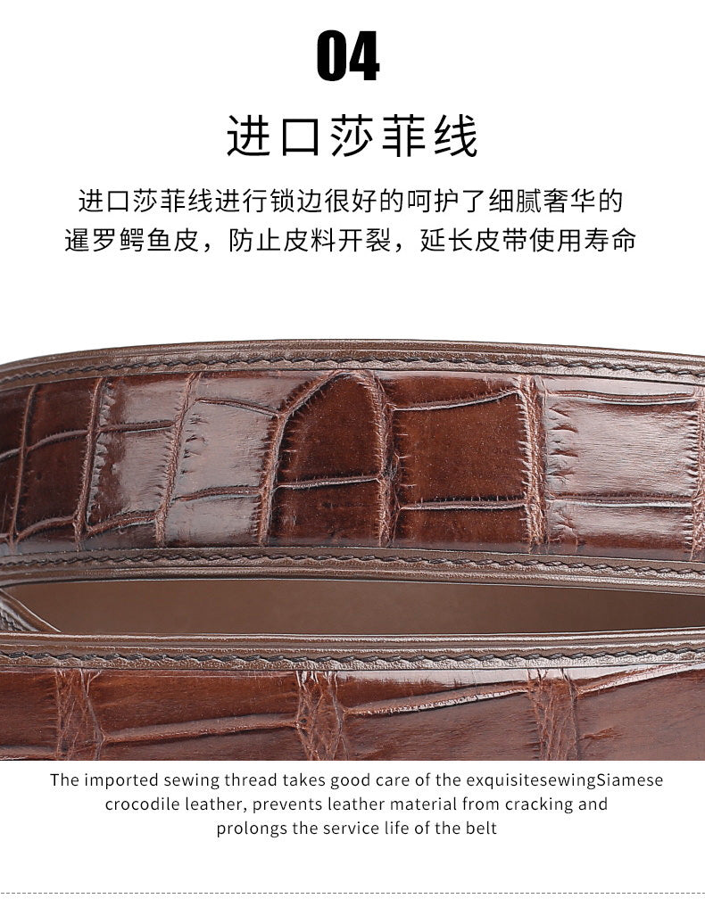 Siamese Crocodile Skin Men's Belt Genuine Leather Automatic Buckle Fashion Business Casual 