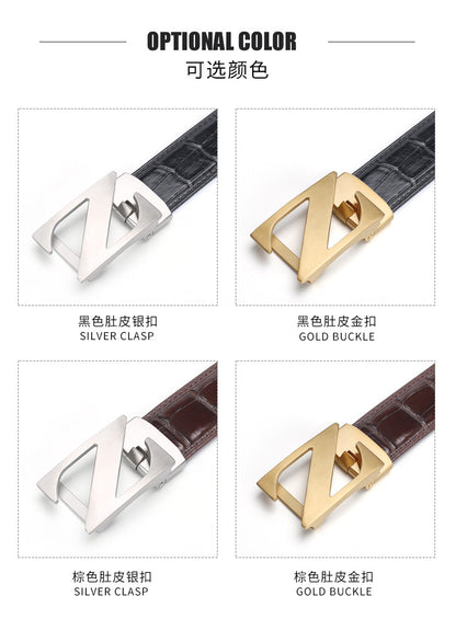 Siamese Crocodile Skin Men's Belt Genuine Leather Automatic Buckle Fashion Business Casual 