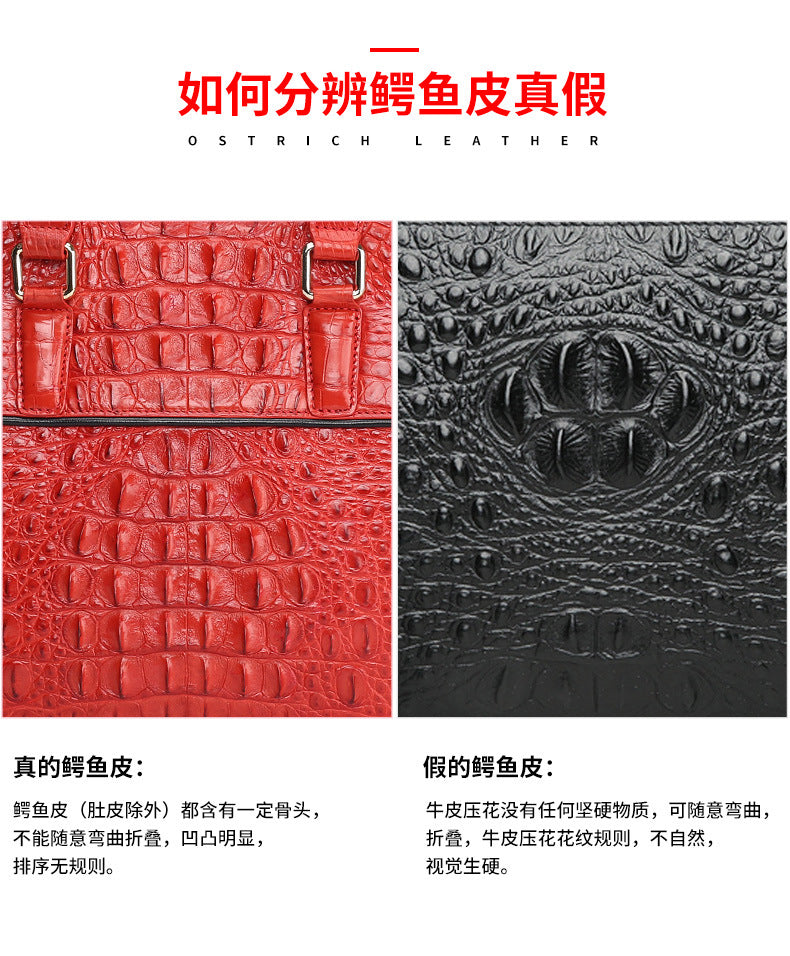 シャムワニ皮本革製メンズショルダーバッグビジネスカジュアル斜めがけバッグハンドバッグ