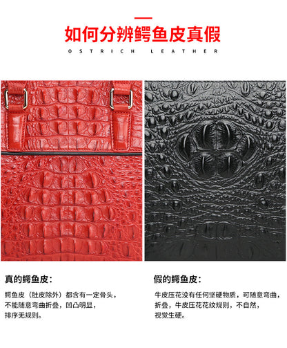 シャムワニ皮本革製メンズショルダーバッグビジネスカジュアル斜めがけバッグハンドバッグ