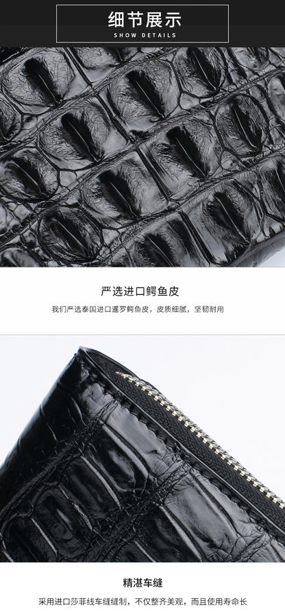 Siamese crocodile skin long wallet genuine leather wallet zipper high quality wallet handbag 