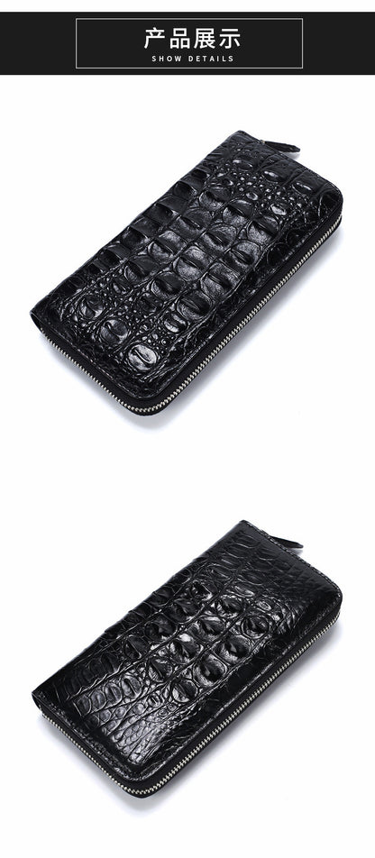 Siamese crocodile skin long wallet genuine leather wallet zipper high quality wallet handbag 