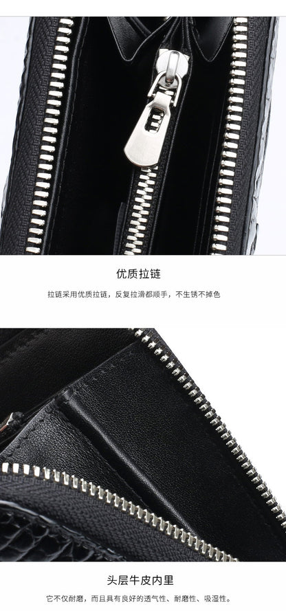 Siamese crocodile skin long wallet genuine leather wallet zipper high quality wallet handbag 