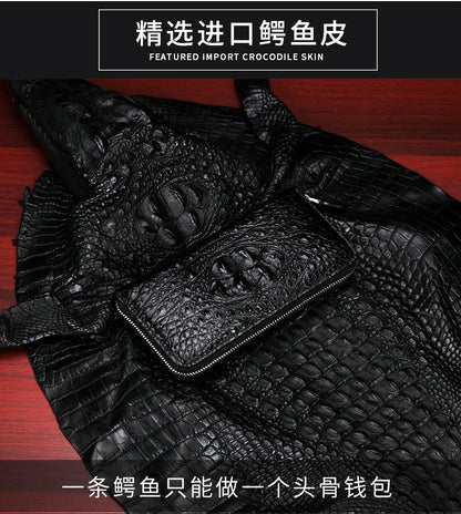 Siamese Crocodile Skin Men's Wallet Genuine Leather Wallet Popular Stylish Handbag 