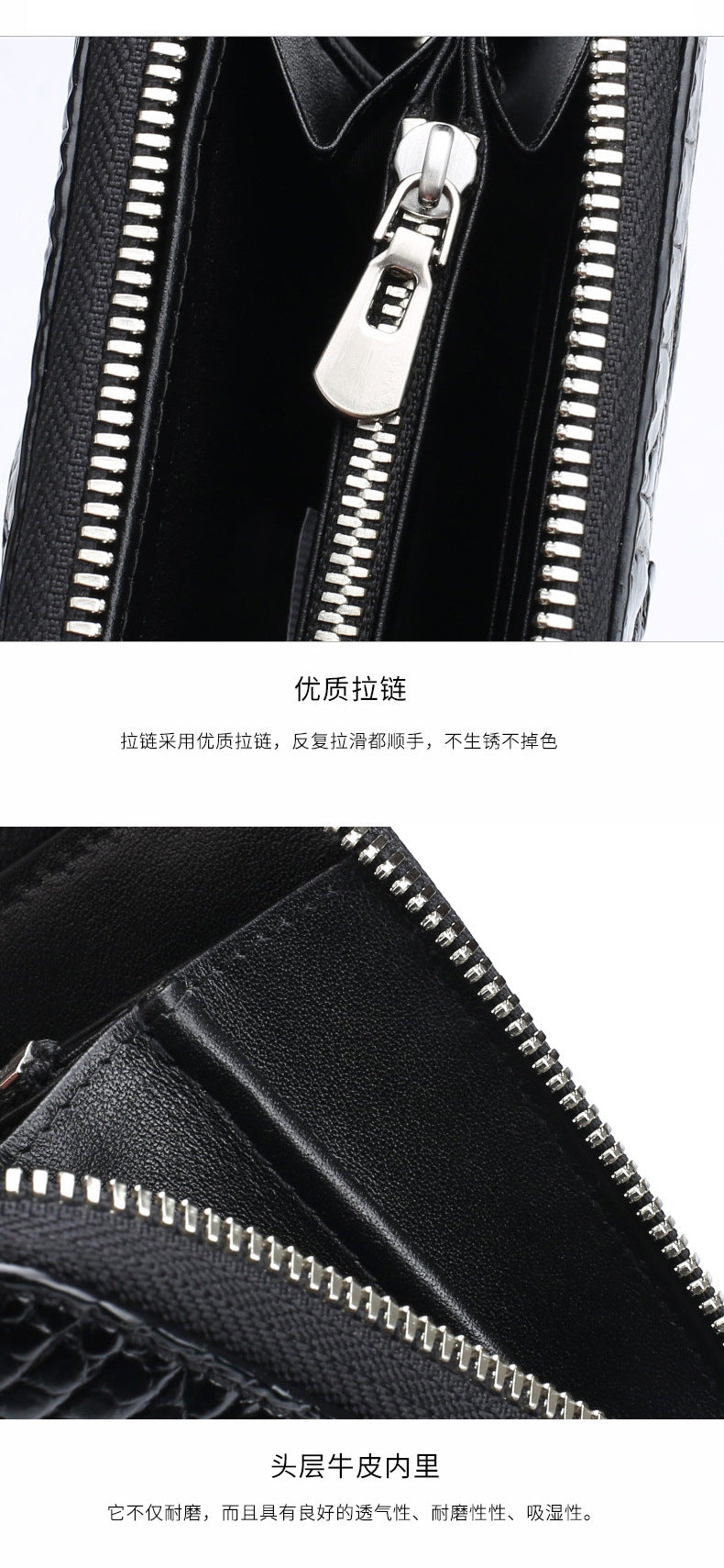 Siamese crocodile skin men's long wallet genuine leather wallet large capacity wallet 