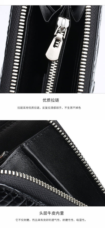 Siamese crocodile skin men's long wallet genuine leather wallet large capacity wallet 