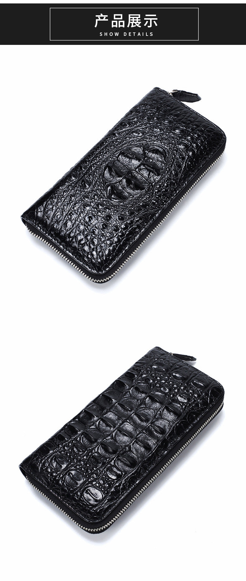 Siamese Crocodile Skin Men's Wallet Genuine Leather Wallet Popular Stylish Handbag 
