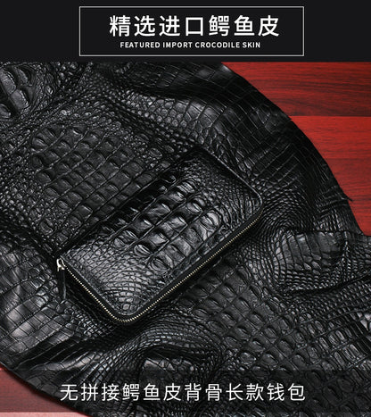 Siamese crocodile skin long wallet genuine leather wallet zipper high quality wallet handbag 
