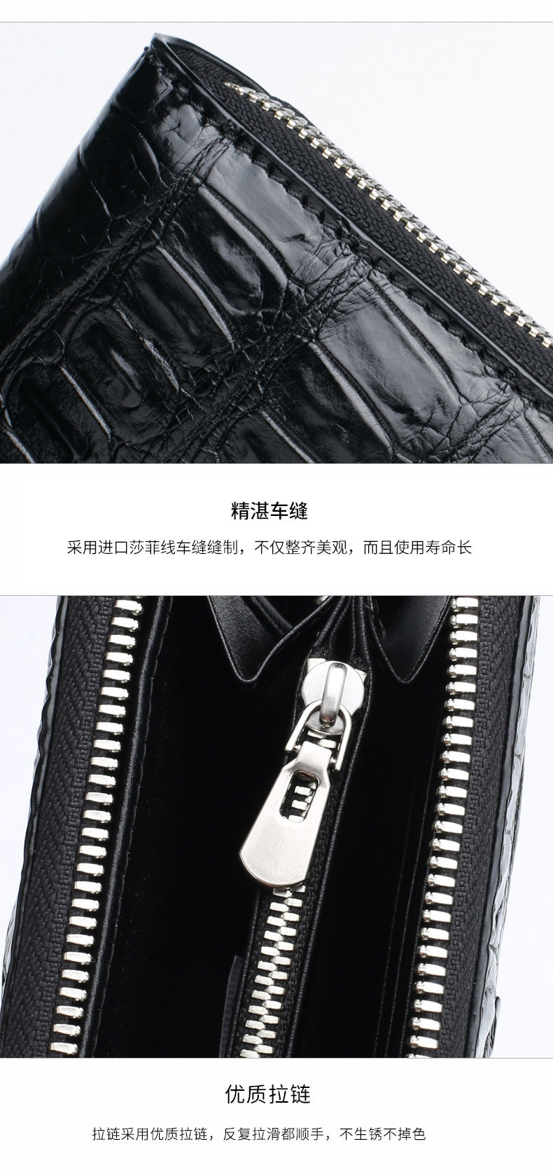 Siamese Crocodile Skin Men's Wallet Genuine Leather Wallet Popular Stylish Handbag 