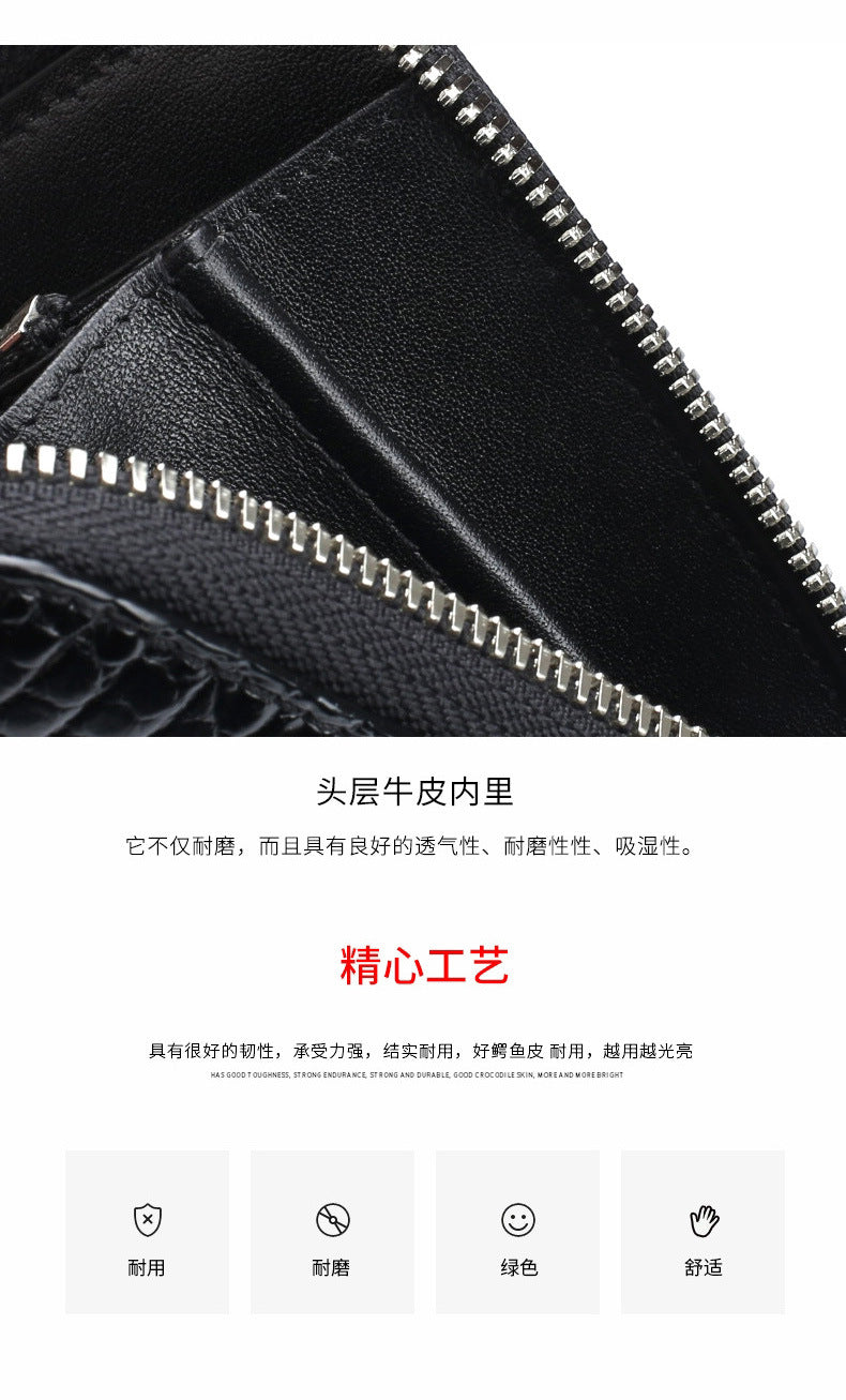 Siamese Crocodile Skin Men's Wallet Genuine Leather Wallet Popular Stylish Handbag 