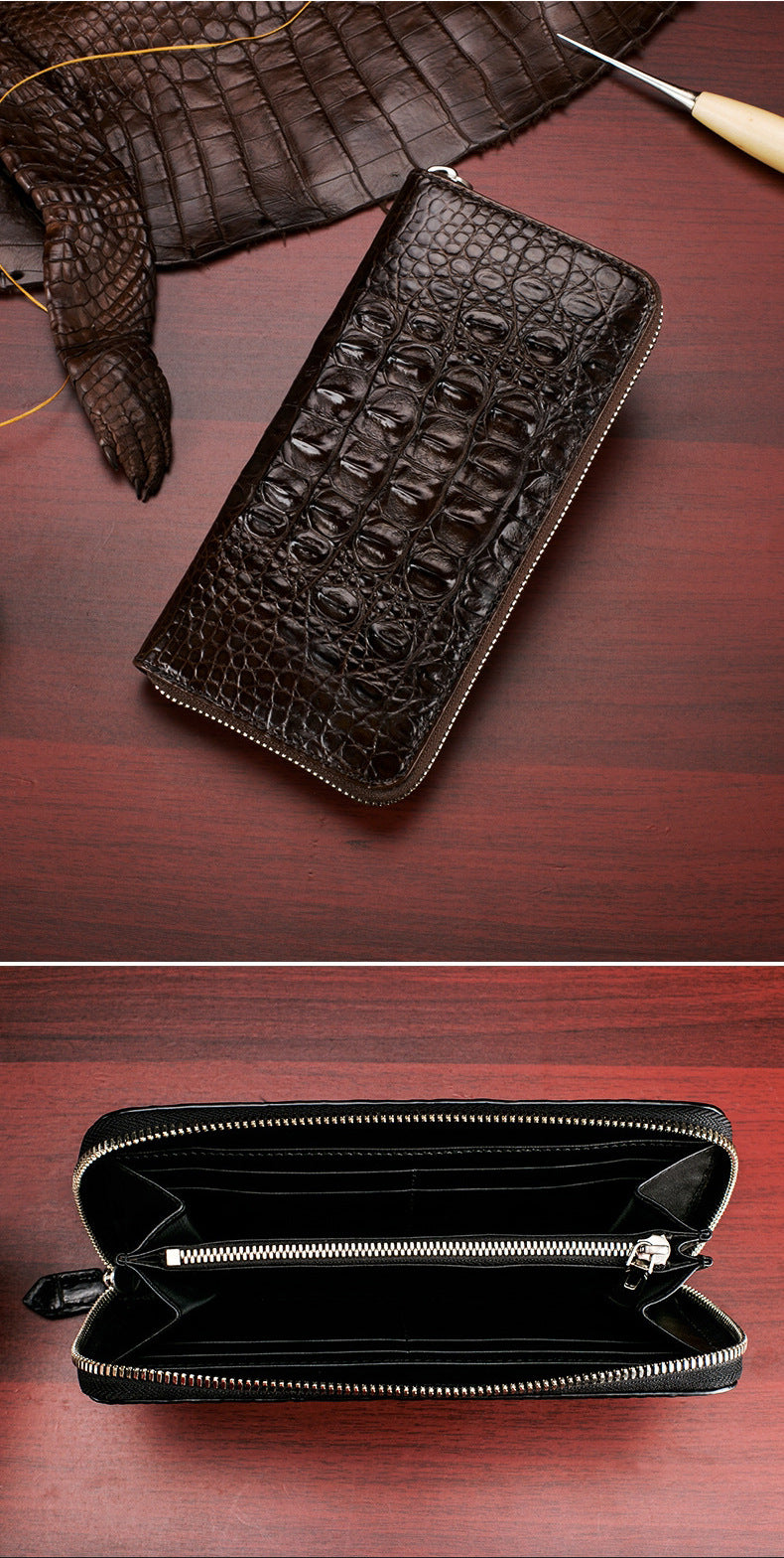 Siamese crocodile skin men's long wallet genuine leather wallet large capacity wallet 