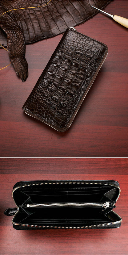 Siamese crocodile skin men's long wallet genuine leather wallet large capacity wallet 