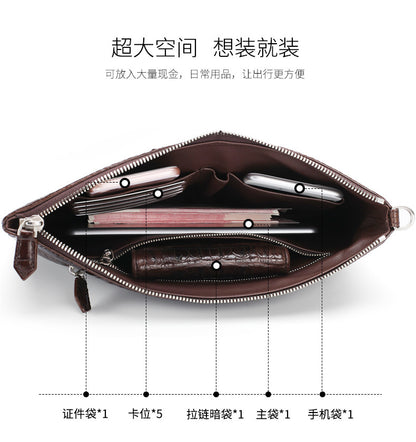 Siamese crocodile skin men's bag genuine leather handbag casual business use 