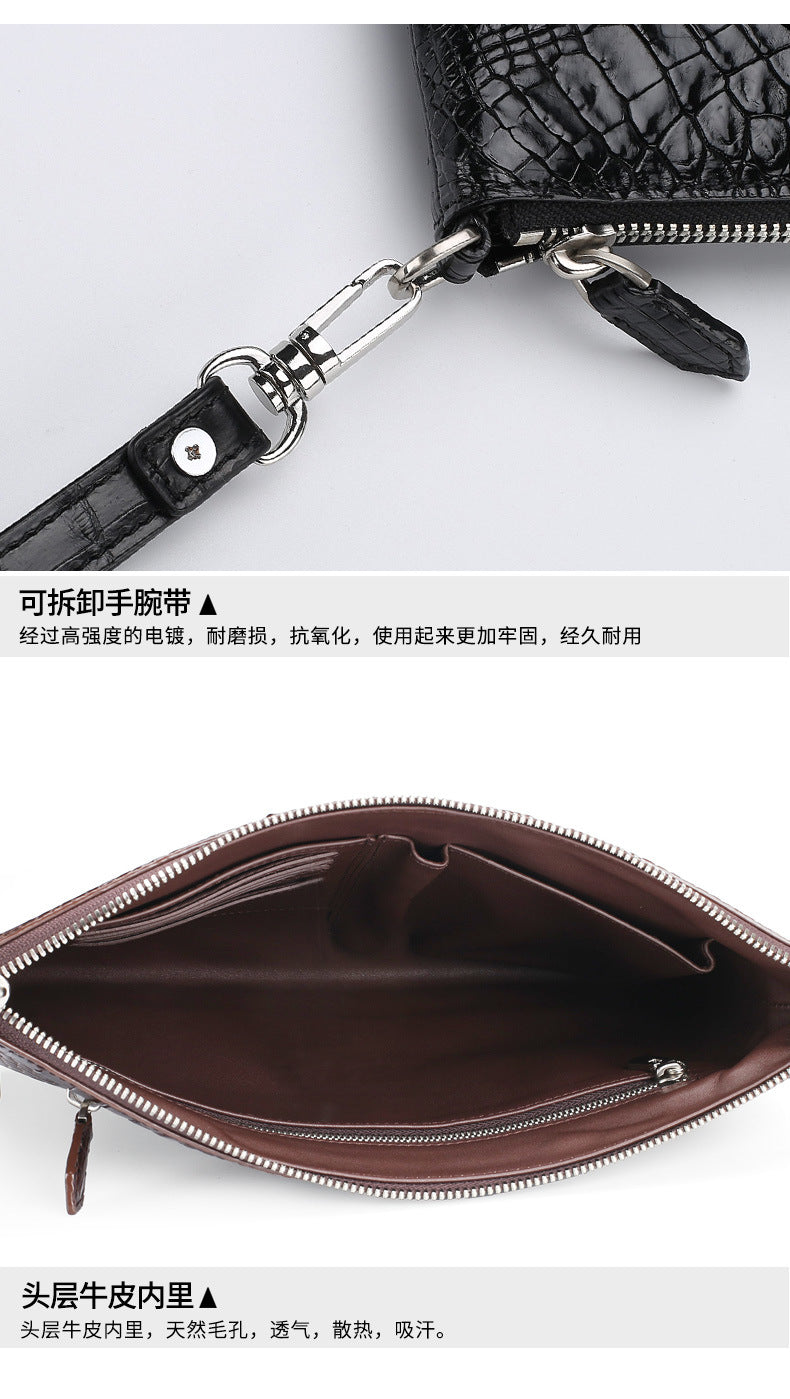 Siamese crocodile skin men's bag genuine leather handbag casual business use 
