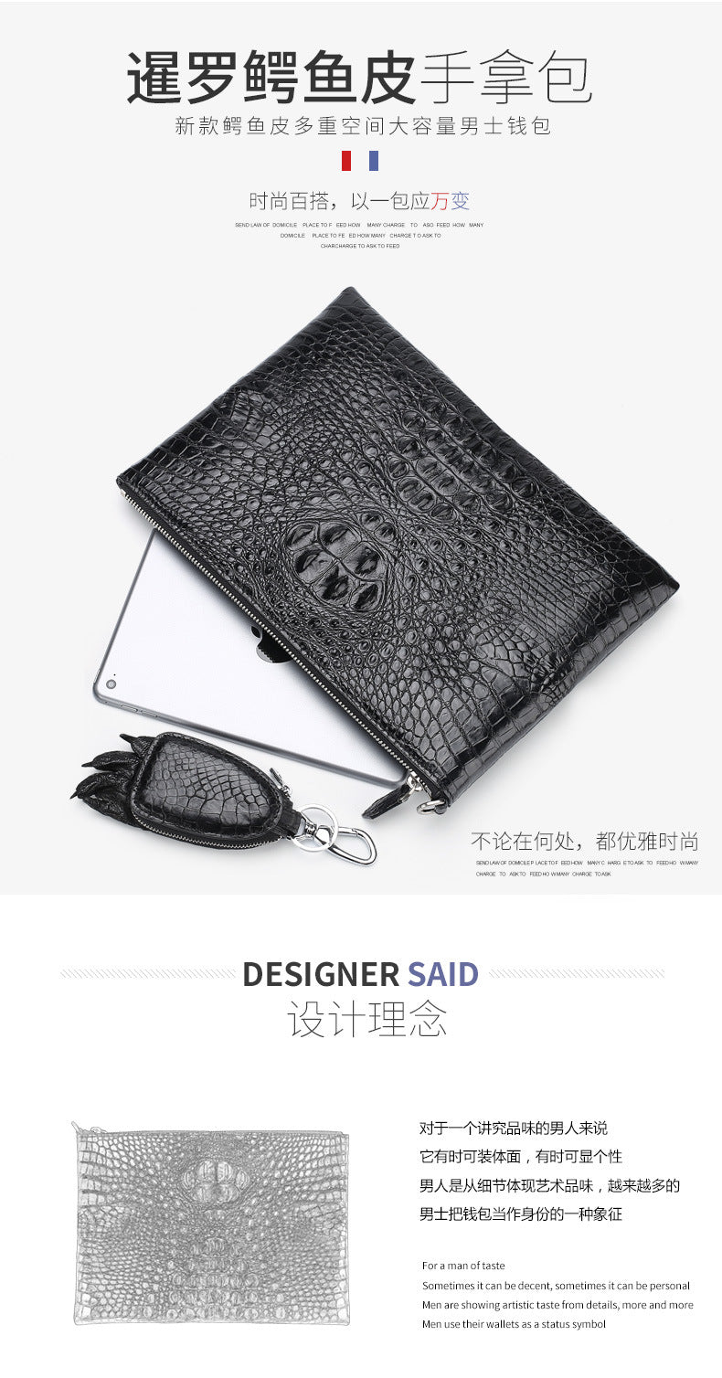 Siamese crocodile skin men's bag genuine leather handbag casual business use 