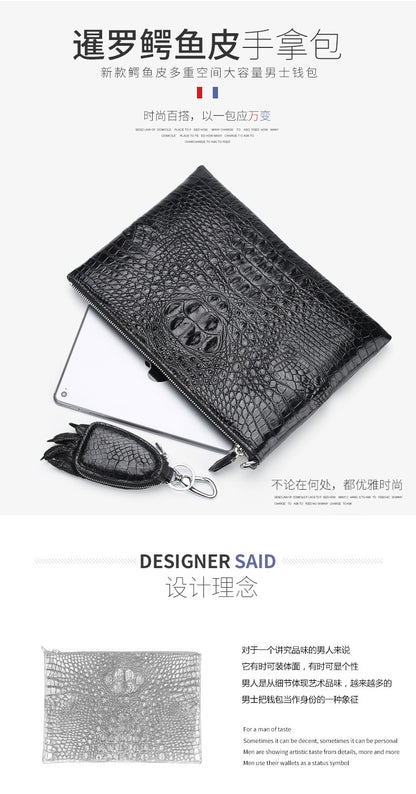 Siamese crocodile skin men's bag genuine leather handbag casual business use 