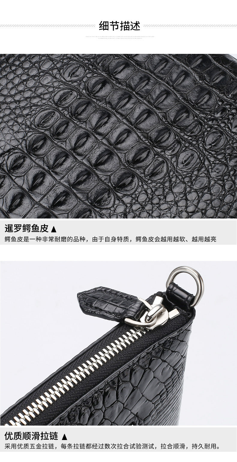 Siamese crocodile skin men's bag genuine leather handbag casual business use 