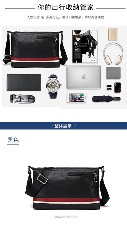 新型メンズショルダーバッグ 牛皮本革製 多機能 ファッションカジュアル 大容量斜めがけバッグ