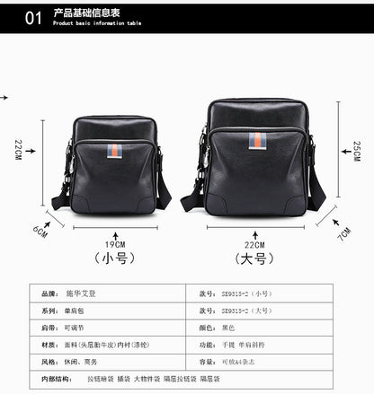 メンズショルダーバッグ牛皮本革製 多機能 カジュアル大容量ファッション 斜めがけバッグ