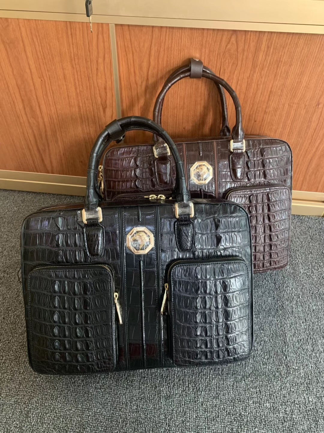 Formosan Crocodile Osteoderm Men's Office Bag Handbag Crossbody Shoulder Bag Business Fashion Spine Briefcase