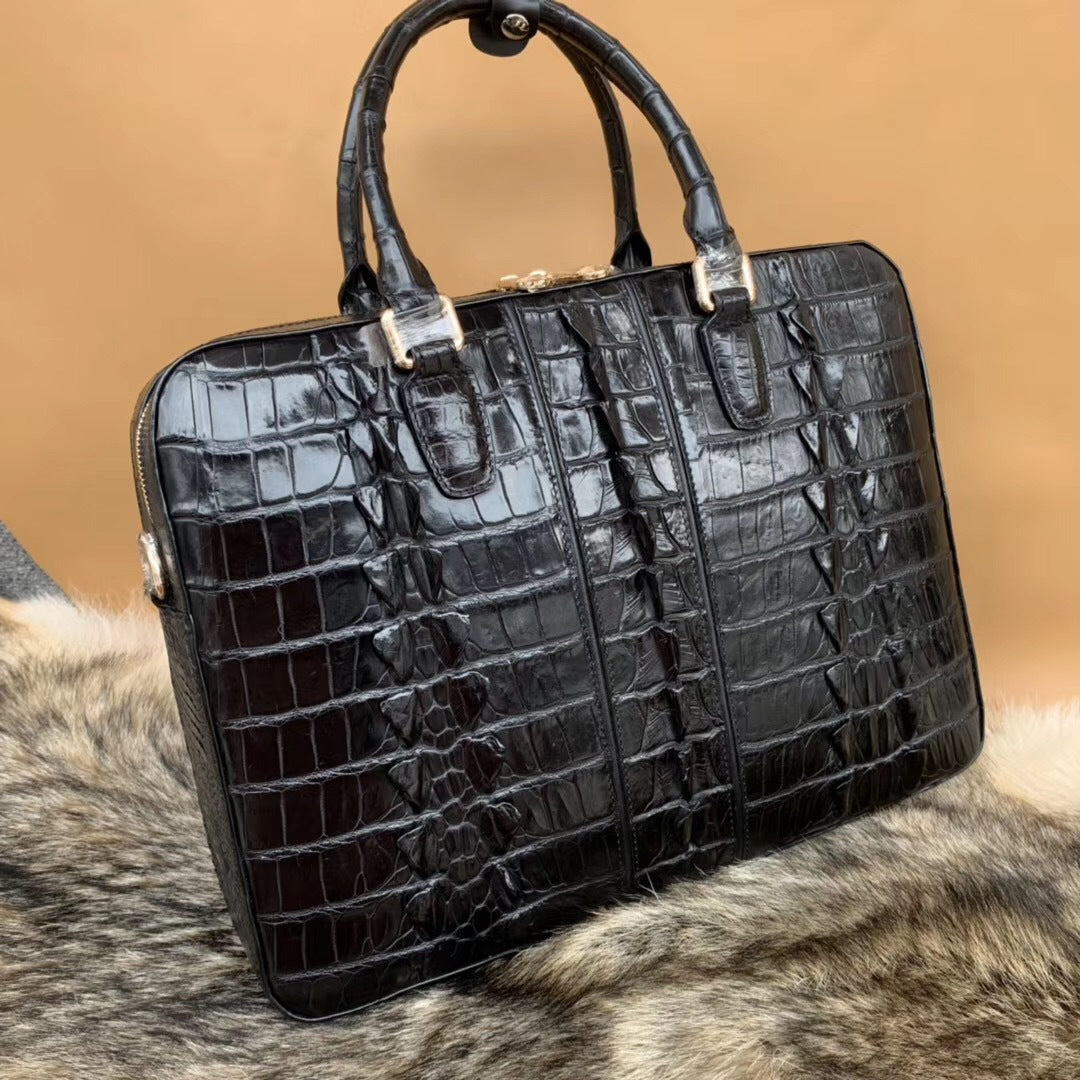 Formosan Crocodile Osteoderm Men's Office Bag Handbag Crossbody Shoulder Bag Business Fashion Spine Briefcase