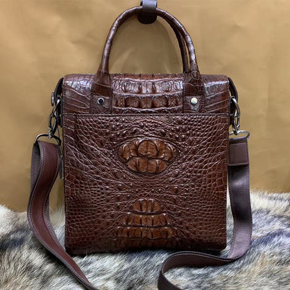 Men's briefcase Taiwanese crocodile osteoderm genuine leather business fashion crossbody shoulder bag men's handbag