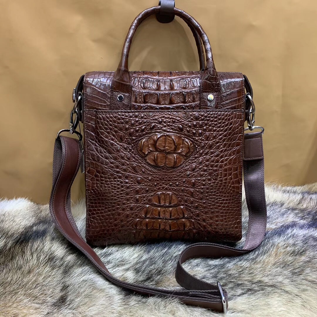 Men's briefcase Taiwanese crocodile osteoderm genuine leather business fashion crossbody shoulder bag men's handbag