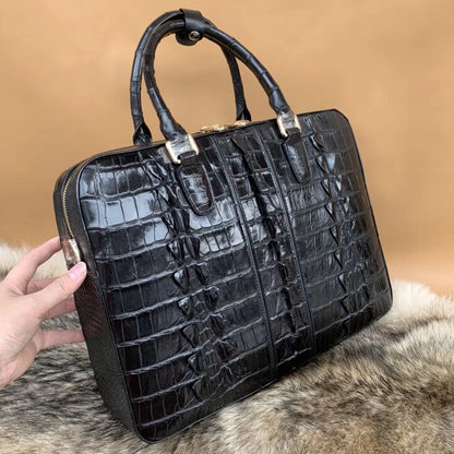 Formosan Crocodile Osteoderm Men's Office Bag Handbag Crossbody Shoulder Bag Business Fashion Spine Briefcase