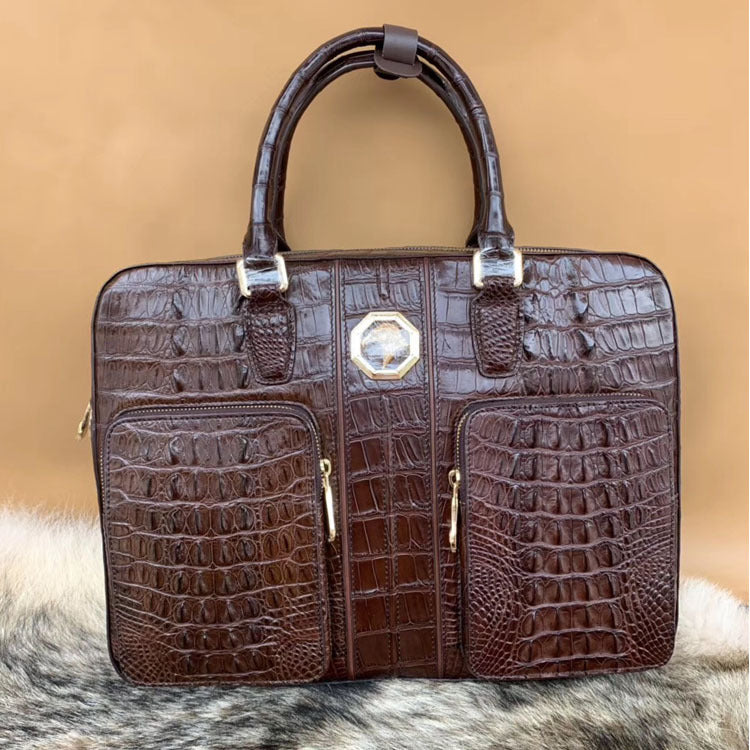 Formosan Crocodile Osteoderm Men's Office Bag Handbag Crossbody Shoulder Bag Business Fashion Spine Briefcase
