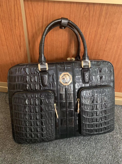 Formosan Crocodile Osteoderm Men's Office Bag Handbag Crossbody Shoulder Bag Business Fashion Spine Briefcase