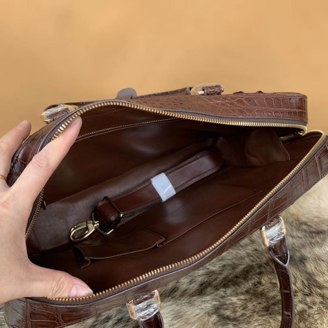 Formosan Crocodile Osteoderm Men's Office Bag Handbag Crossbody Shoulder Bag Business Fashion Spine Briefcase
