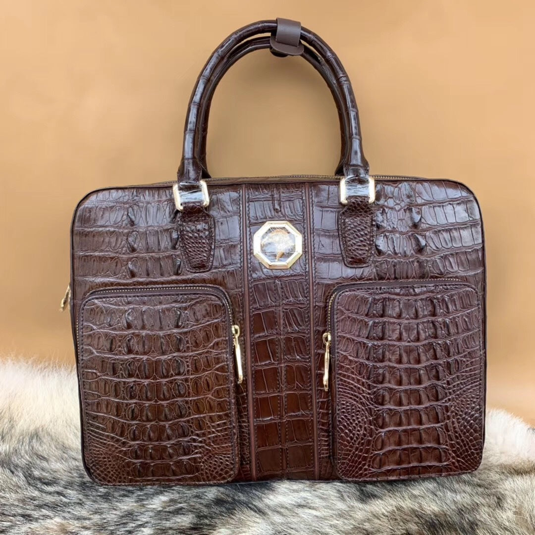 Formosan Crocodile Osteoderm Men's Office Bag Handbag Crossbody Shoulder Bag Business Fashion Spine Briefcase