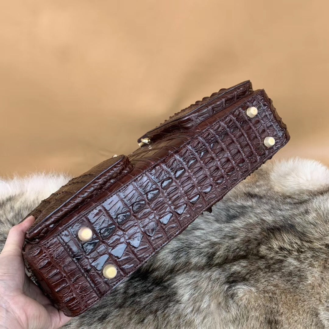 Formosan Crocodile Osteoderm Men's Office Bag Handbag Crossbody Shoulder Bag Business Fashion Spine Briefcase