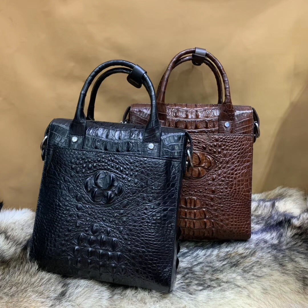 Men's briefcase Taiwanese crocodile osteoderm genuine leather business fashion crossbody shoulder bag men's handbag