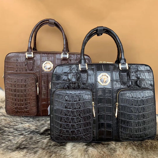 Formosan Crocodile Osteoderm Men's Office Bag Handbag Crossbody Shoulder Bag Business Fashion Spine Briefcase