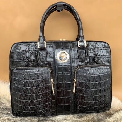 Formosan Crocodile Osteoderm Men's Office Bag Handbag Crossbody Shoulder Bag Business Fashion Spine Briefcase