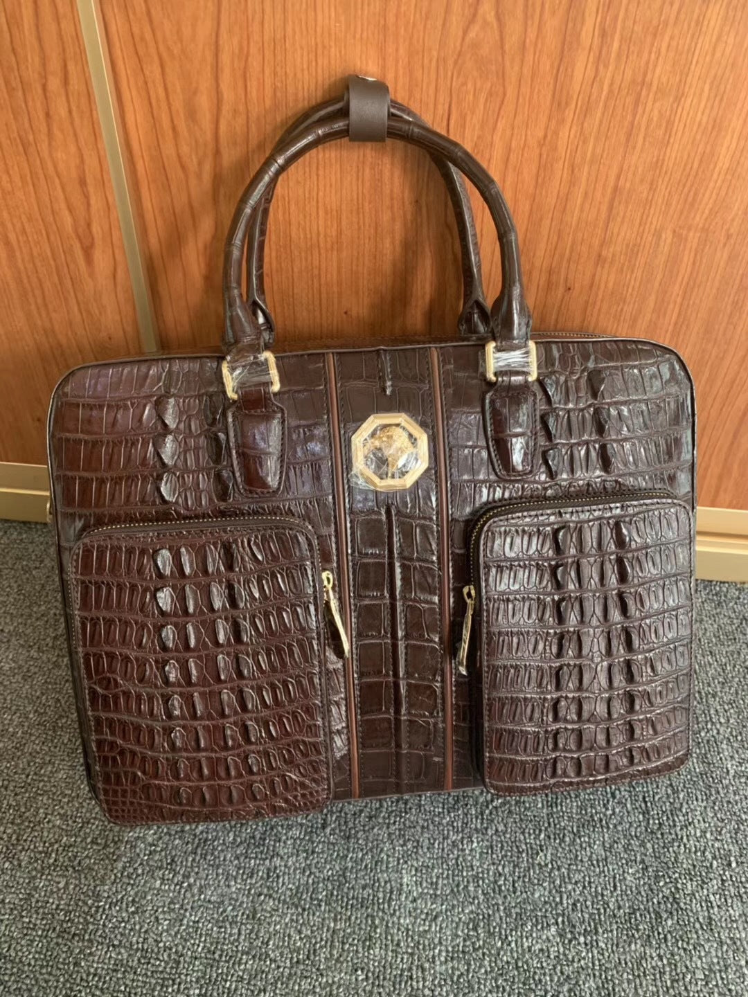 Formosan Crocodile Osteoderm Men's Office Bag Handbag Crossbody Shoulder Bag Business Fashion Spine Briefcase