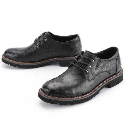 新型 南アフリカダチョウの皮本革メンズ革靴 滑り止め 耐摩耗ファッションカジュアルシューズ