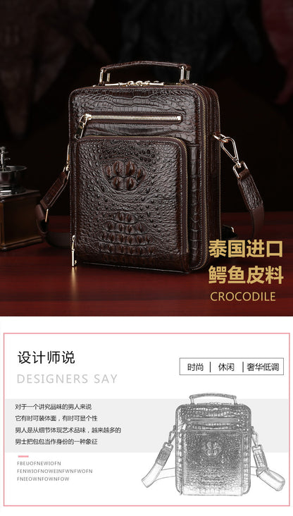 シャムワニ皮本革製メンズショルダーバッグビジネスカジュアル斜めがけバッグハンドバッグ