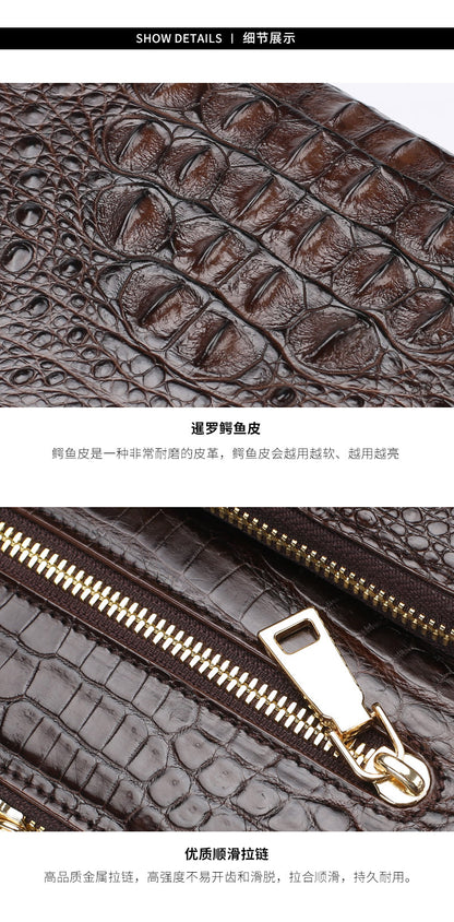 シャムワニ皮本革製メンズショルダーバッグビジネスカジュアル斜めがけバッグハンドバッグ