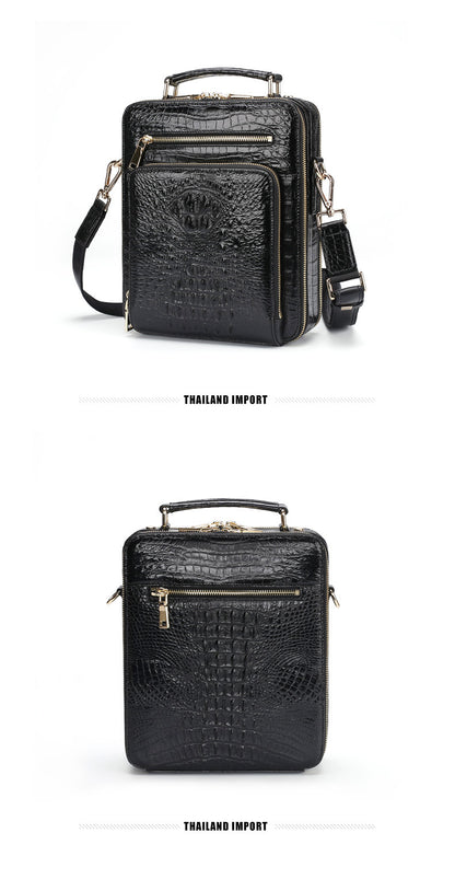 シャムワニ皮本革製メンズショルダーバッグビジネスカジュアル斜めがけバッグハンドバッグ