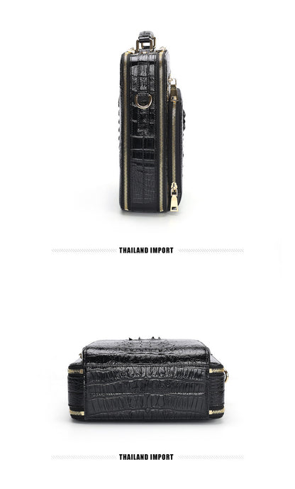 シャムワニ皮本革製メンズショルダーバッグビジネスカジュアル斜めがけバッグハンドバッグ
