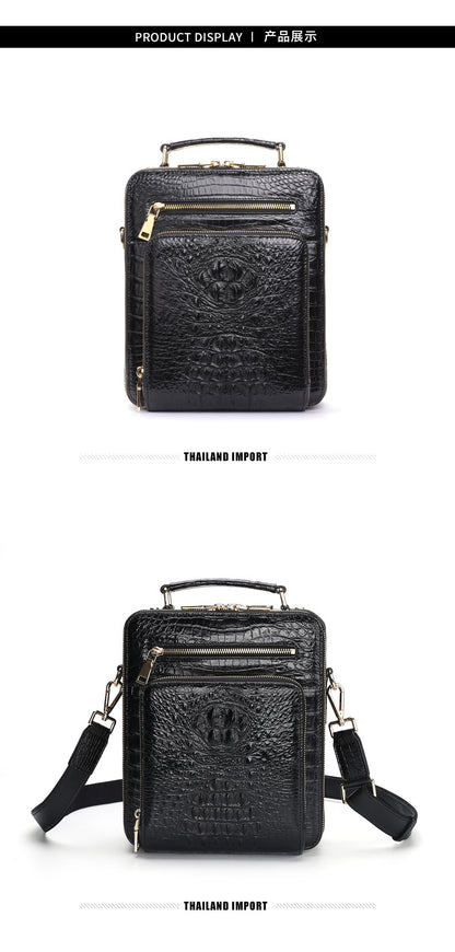 シャムワニ皮本革製メンズショルダーバッグビジネスカジュアル斜めがけバッグハンドバッグ