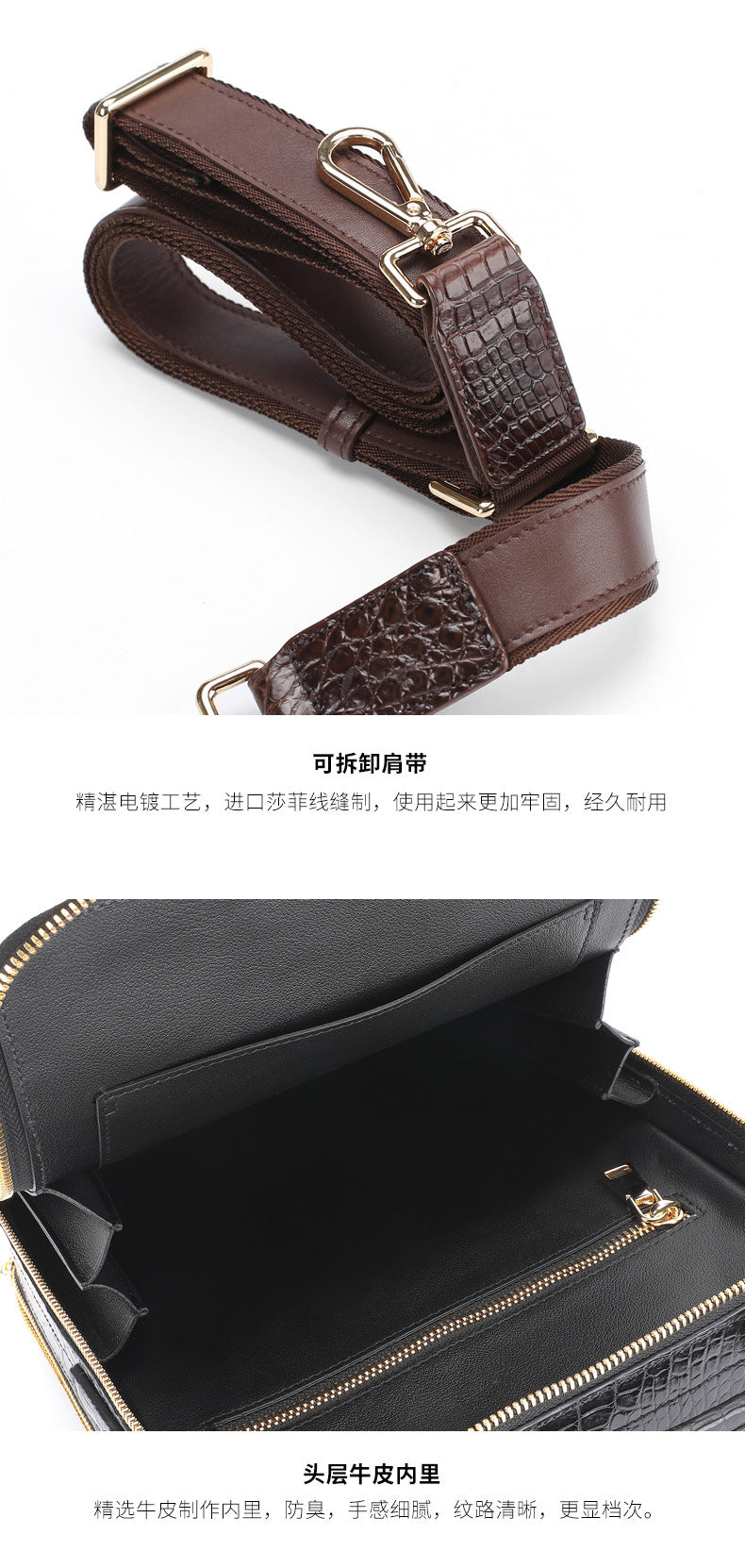 シャムワニ皮本革製メンズショルダーバッグビジネスカジュアル斜めがけバッグハンドバッグ